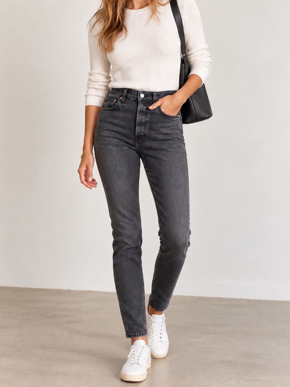 Aritzia Denim Forum The Yoko High Rise Slim Jeans Washed Black 26